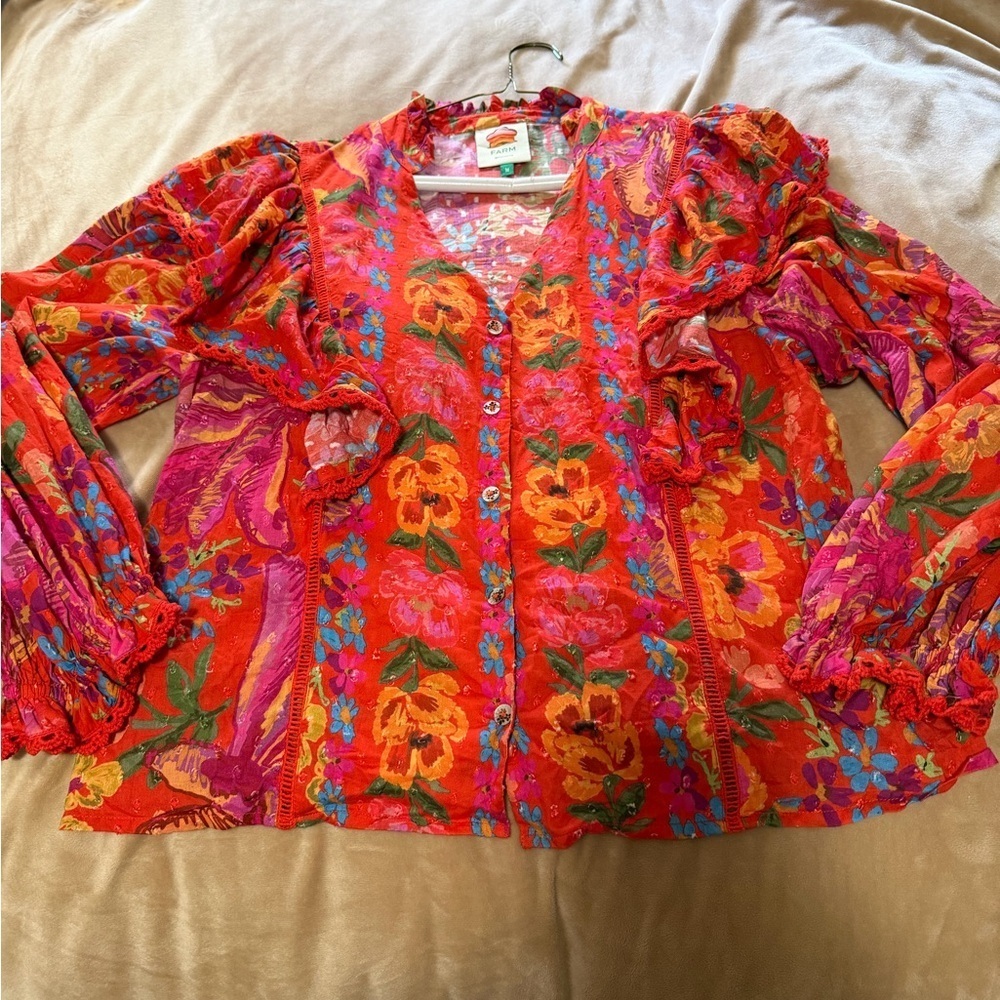 FARM Rio Spring Bananas Top Blouse M - Picture 4 of 6